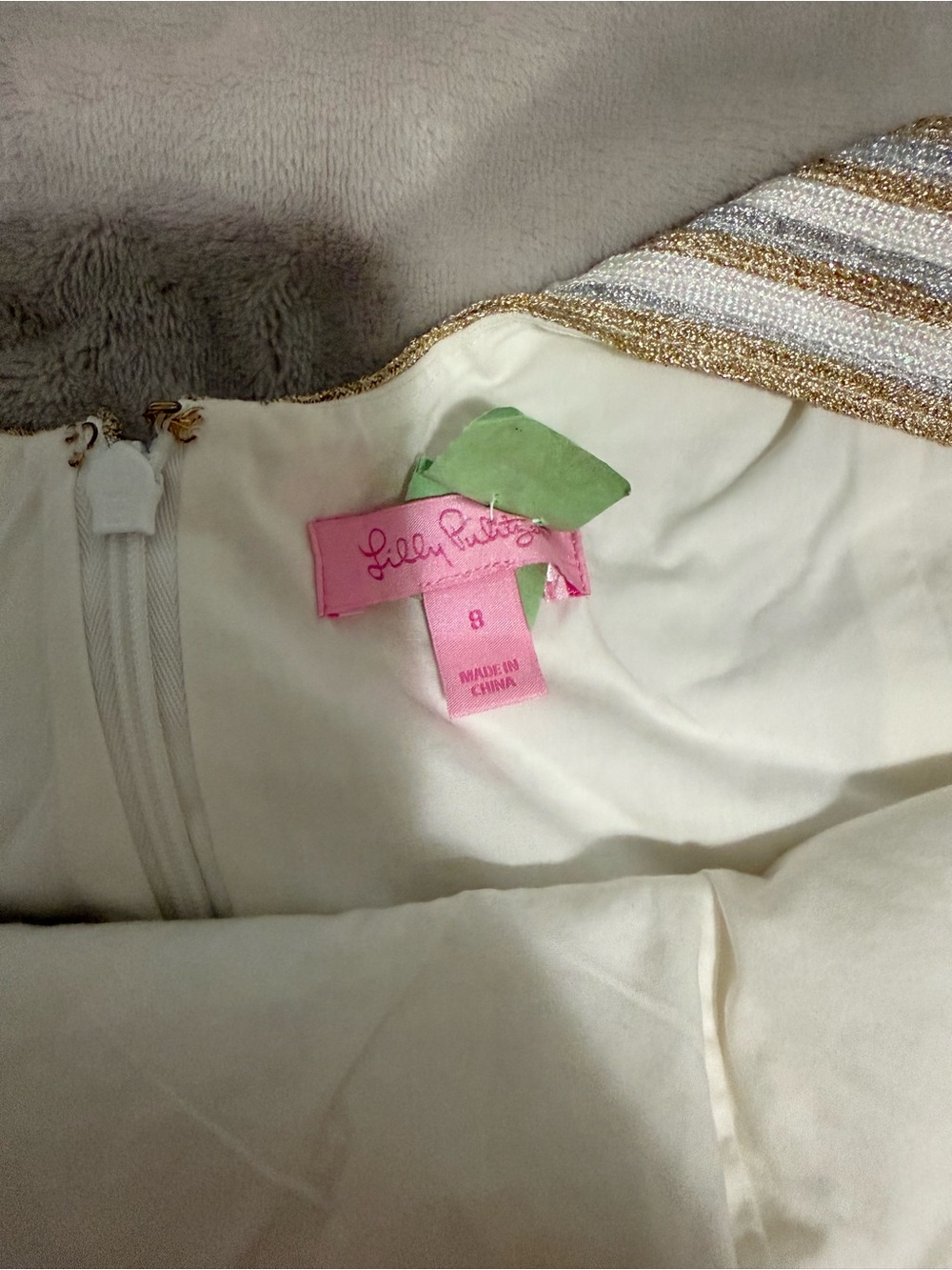 Lilly Pulitzer White Dress with Gold & Silver Trim - Picture 2 of 2